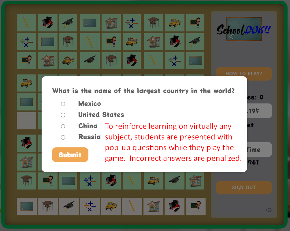 Digital game-based learning quiz questions